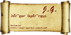 Jéger Györgyi névjegykártya